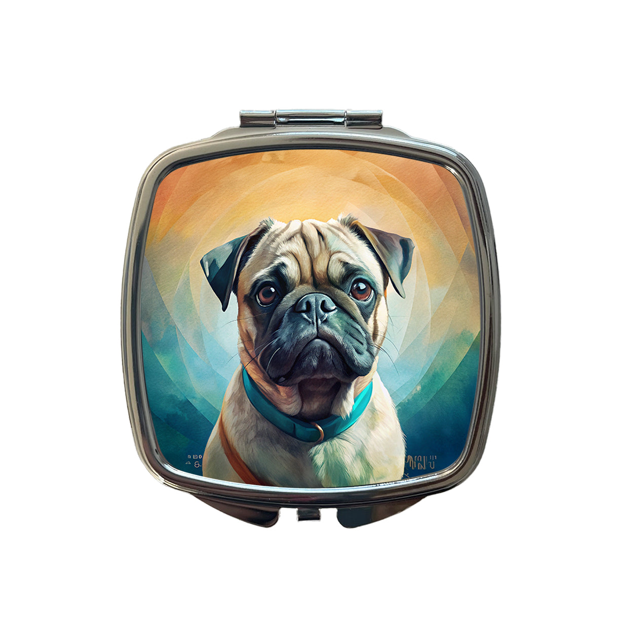 Pug Dog Contemporary Art Small Travel Purse Handbag Pocket Makeup Compact Mirror