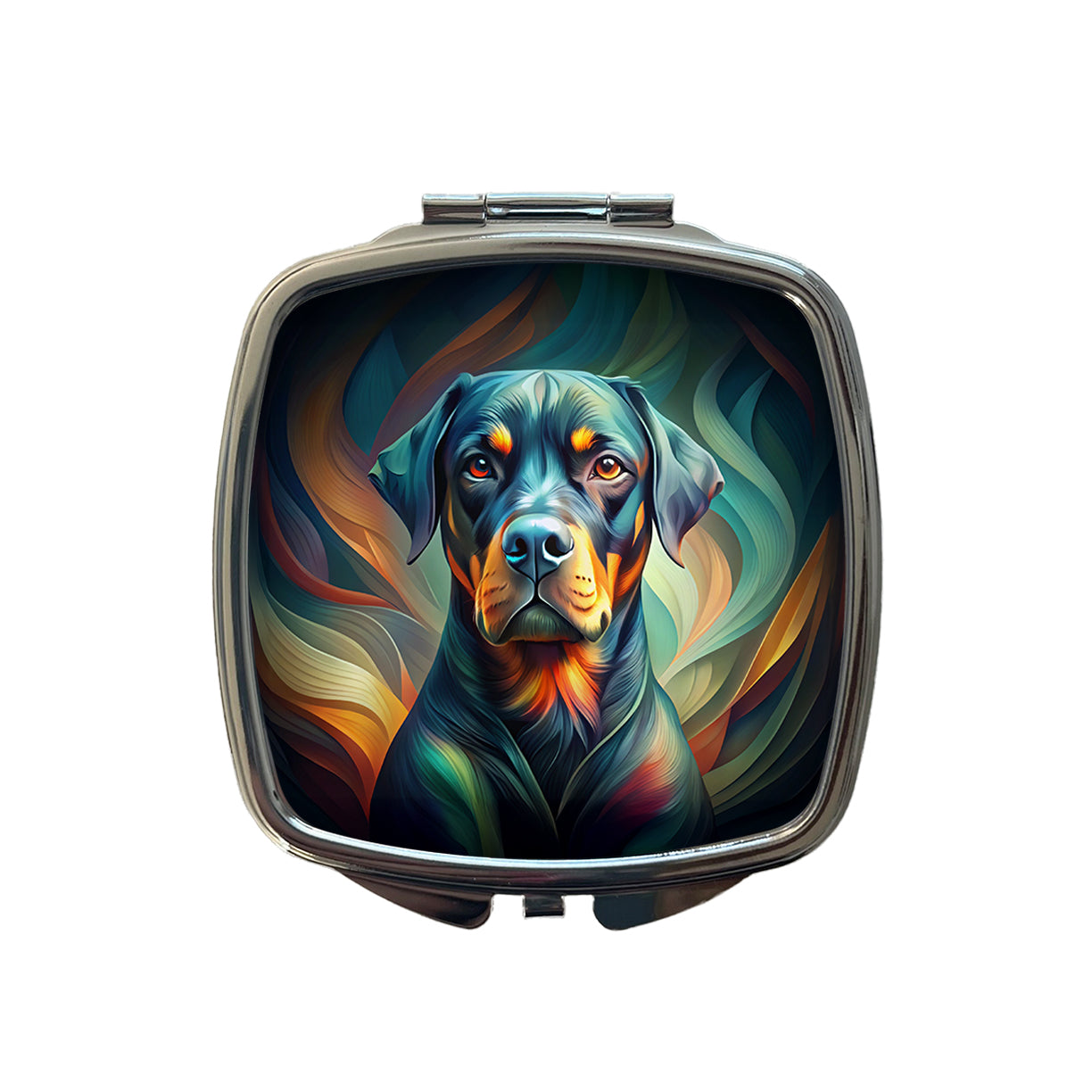 Rottweiler Dog Abstract Stylized Art Small Travel Purse Handbag Pocket Makeup Compact Mirror
