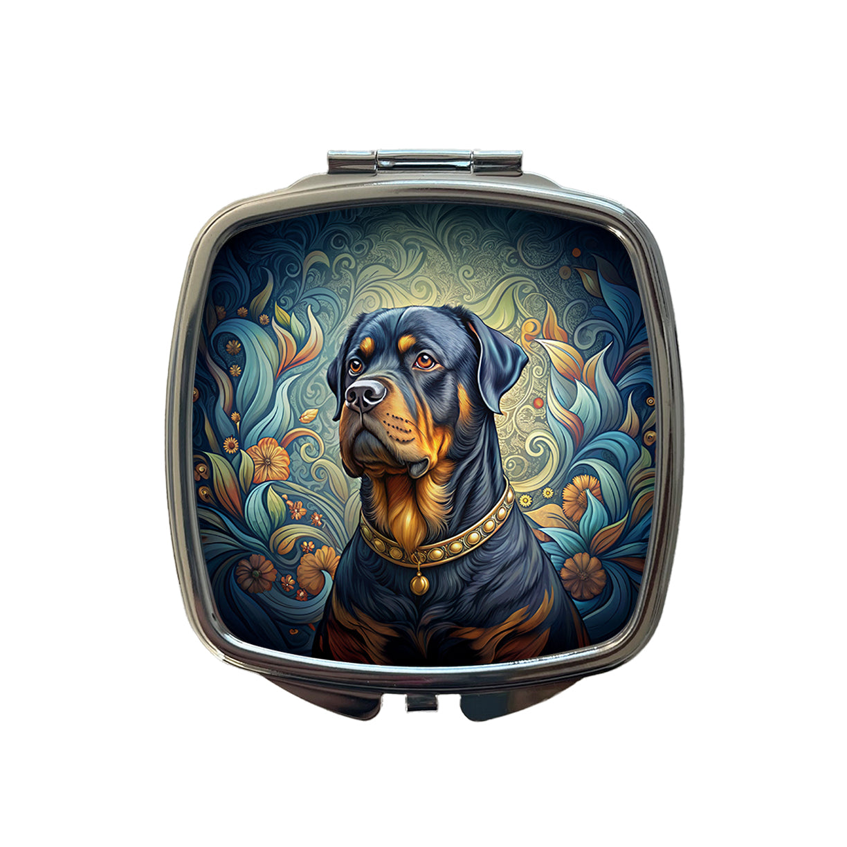 Rottweiler Dog Art Nouveau Small Travel Purse Handbag Pocket Makeup Compact Mirror