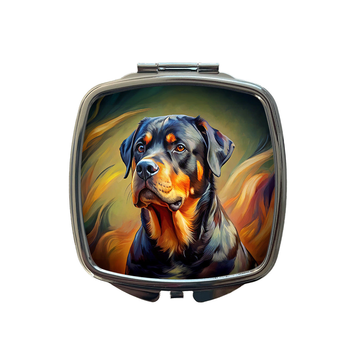 Rottweiler Dog Expressionism Art Small Travel Purse Handbag Pocket Makeup Compact Mirror