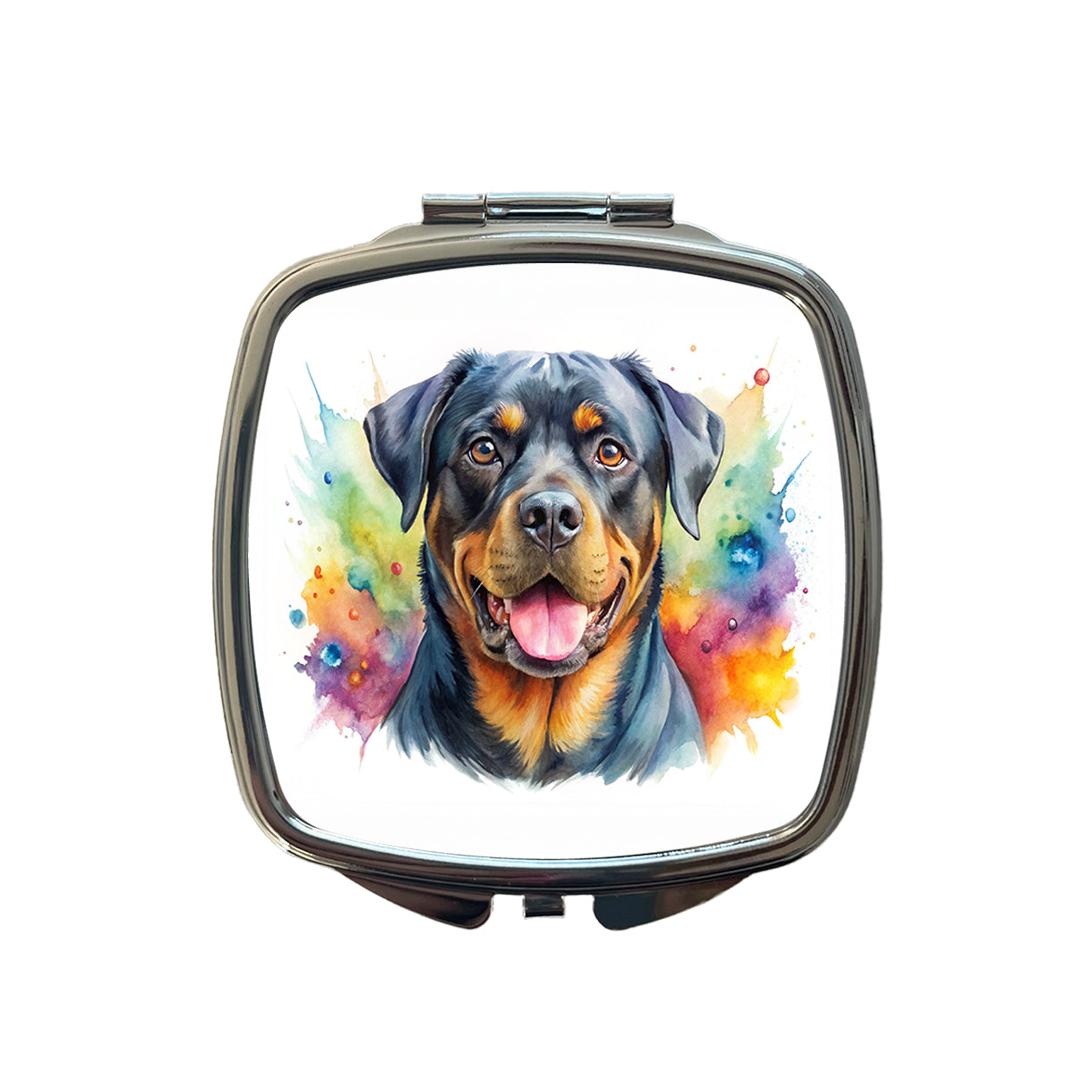 Rottweiler Dog Watercolor Style Small Travel Purse Handbag Pocket Makeup Compact Mirror