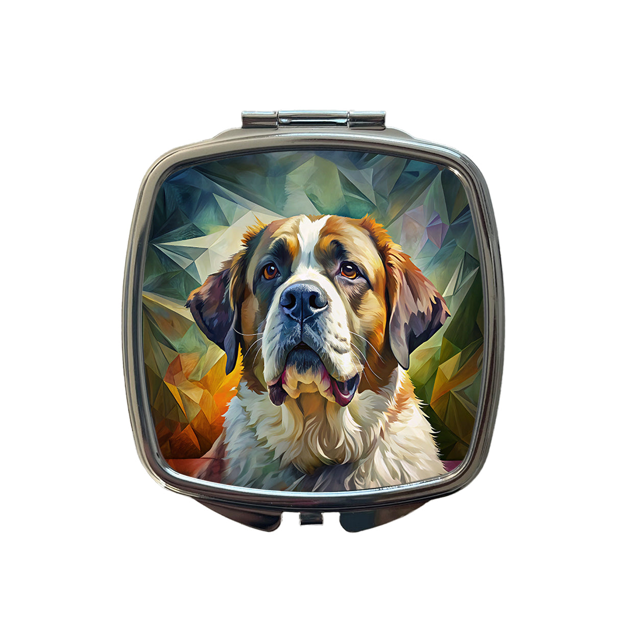 Saint Bernard Dog Contemporary Art Small Travel Purse Handbag Pocket Makeup Compact Mirror