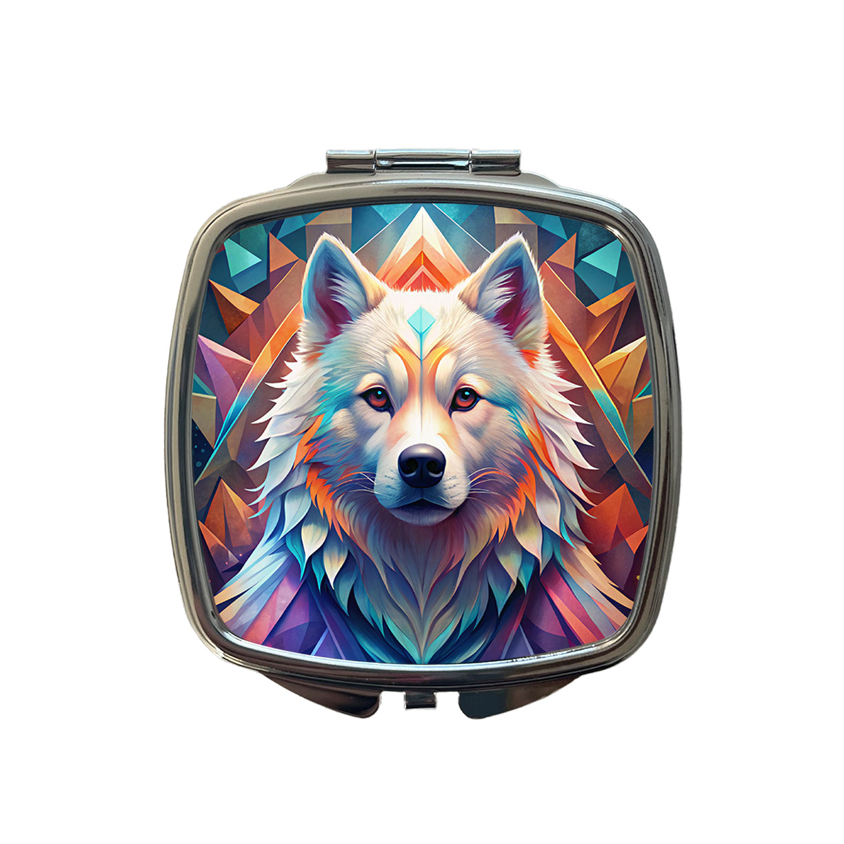 Samoyed Dog Abstract Stylized Art Small Travel Purse Handbag Pocket Makeup Compact Mirror