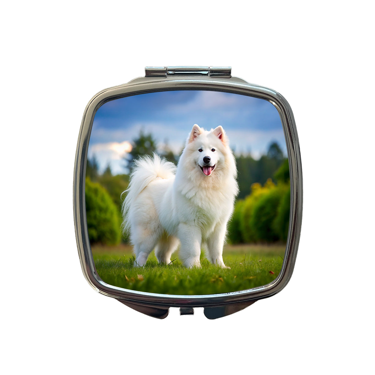 Samoyed Dog Photo Small Travel Purse Handbag Pocket Makeup Compact Mirror