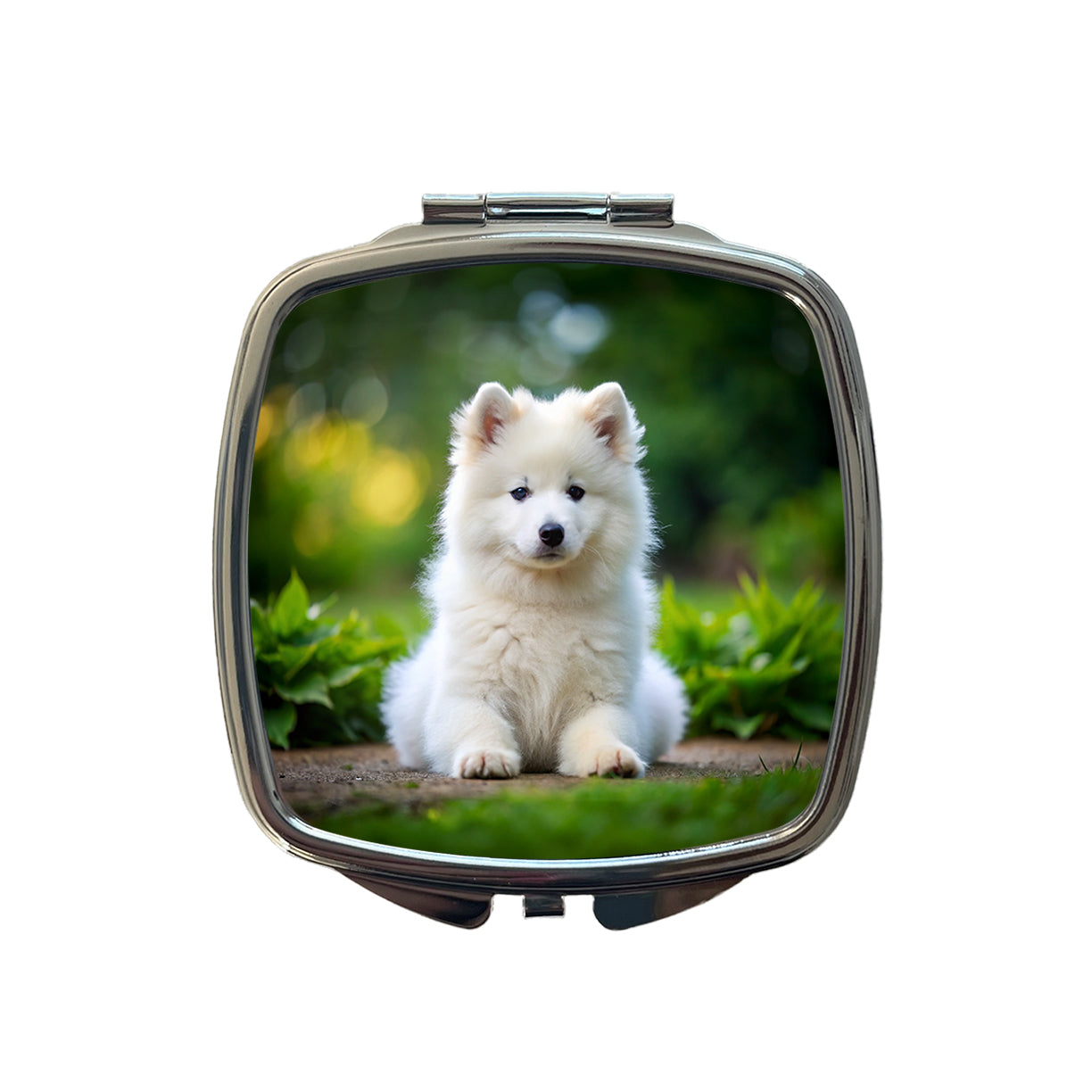Samoyed Dog Puppy Photo Small Travel Purse Handbag Pocket Makeup Compact Mirror