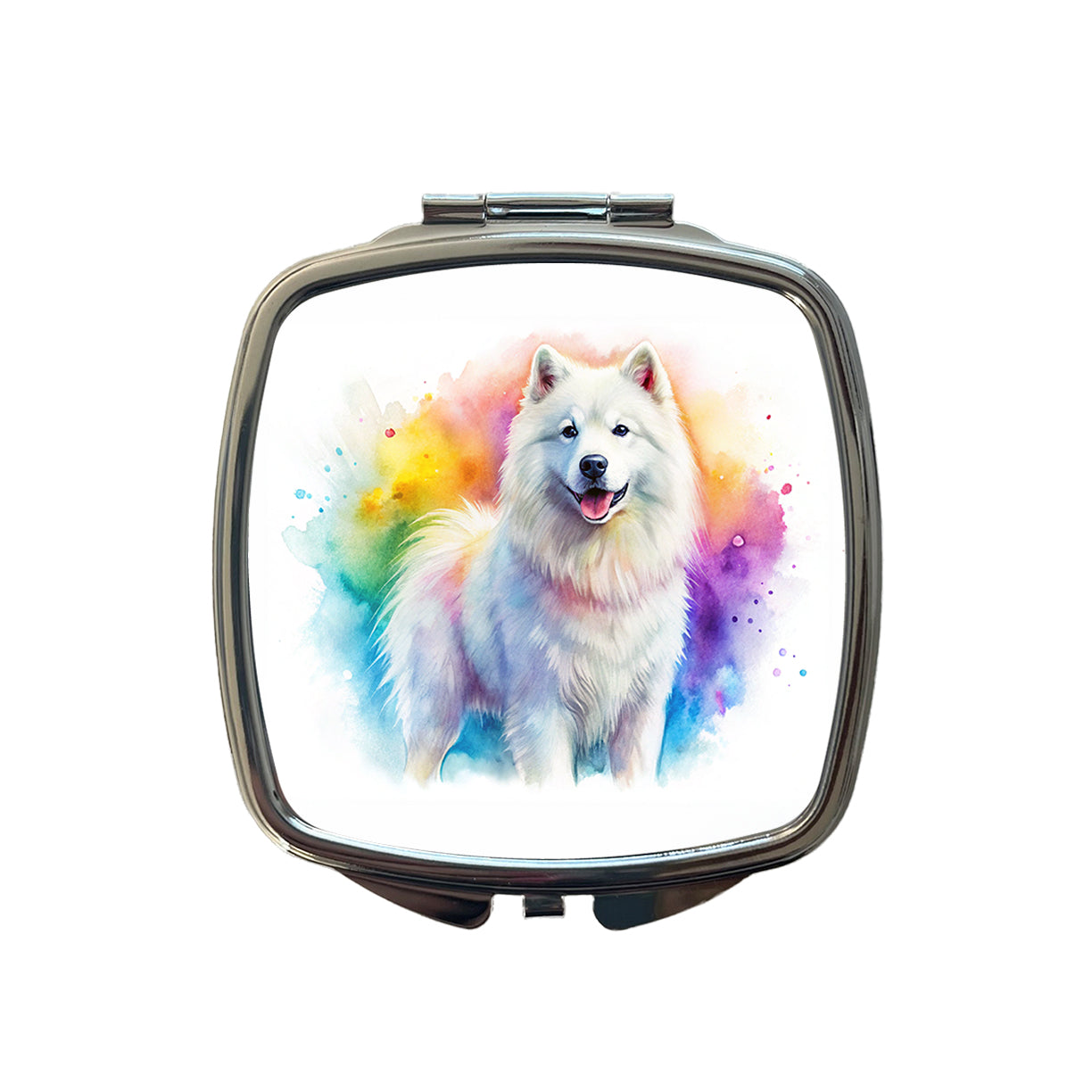 Samoyed Dog Watercolor Style Small Travel Purse Handbag Pocket Makeup Compact Mirror