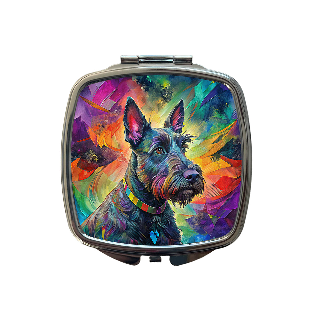 Scottish Terrier Dog Abstract Art Small Travel Purse Handbag Pocket Makeup Compact Mirror