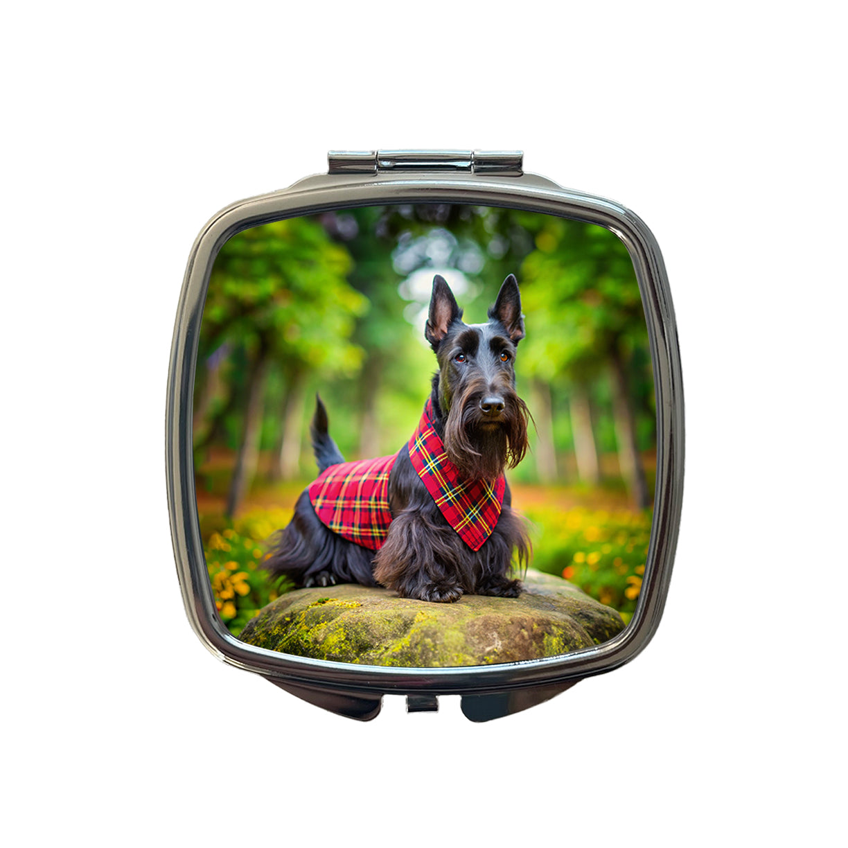 Scottish Terrier Dog Photo Small Travel Purse Handbag Pocket Makeup Compact Mirror