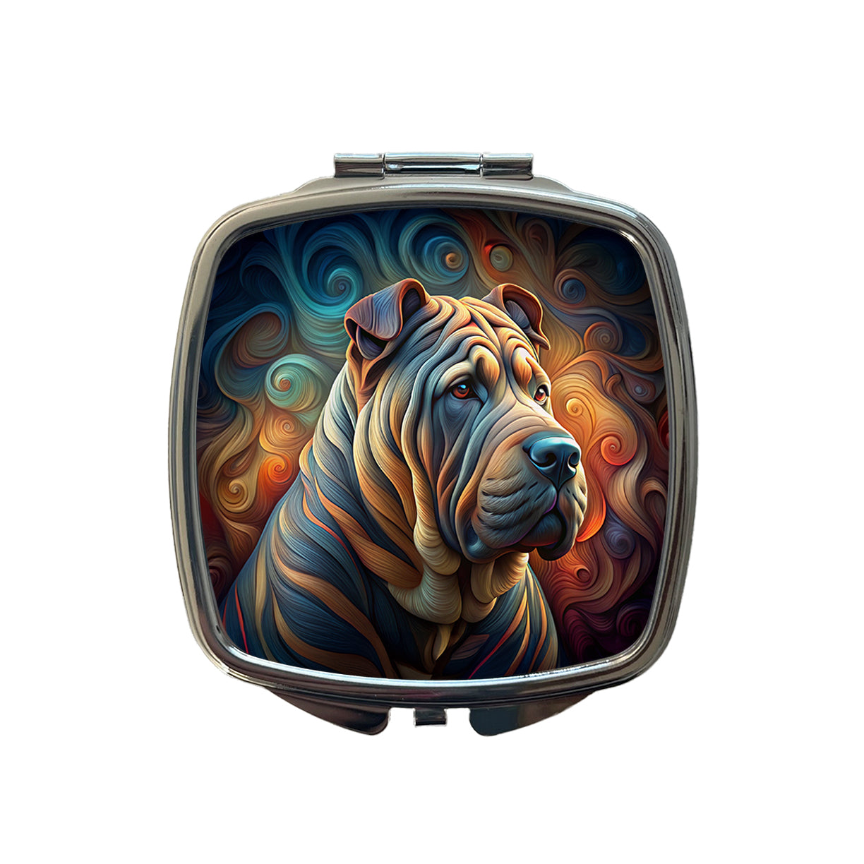 Shar Pei Dog Abstract Art Small Travel Purse Handbag Pocket Makeup Compact Mirror