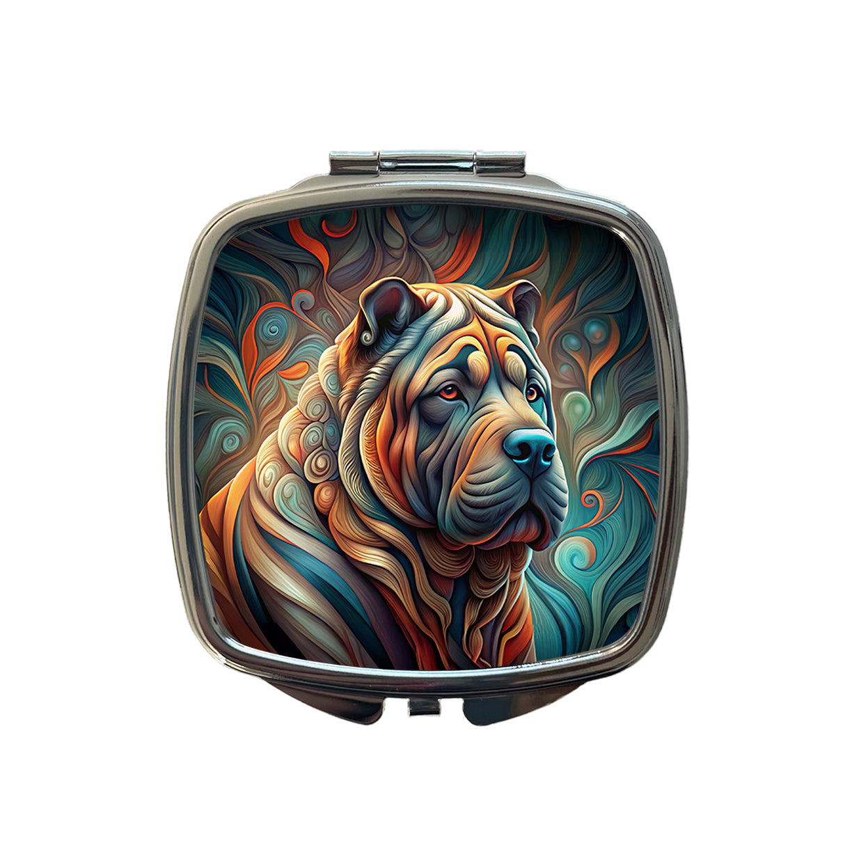Shar Pei Dog Abstract Stylized Art Small Travel Purse Handbag Pocket Makeup Compact Mirror