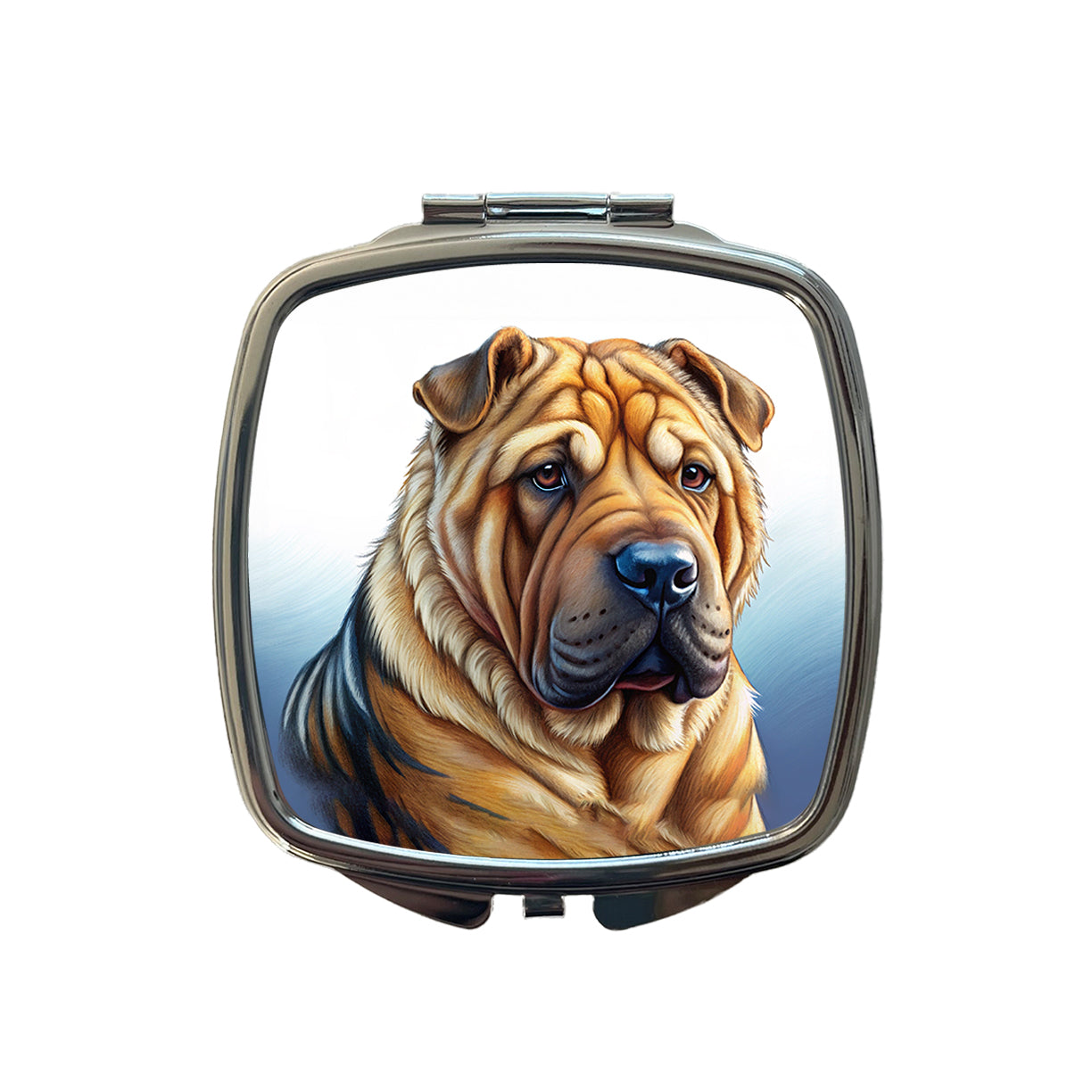 Shar Pei Dog Illustration Small Travel Purse Handbag Pocket Makeup Compact Mirror