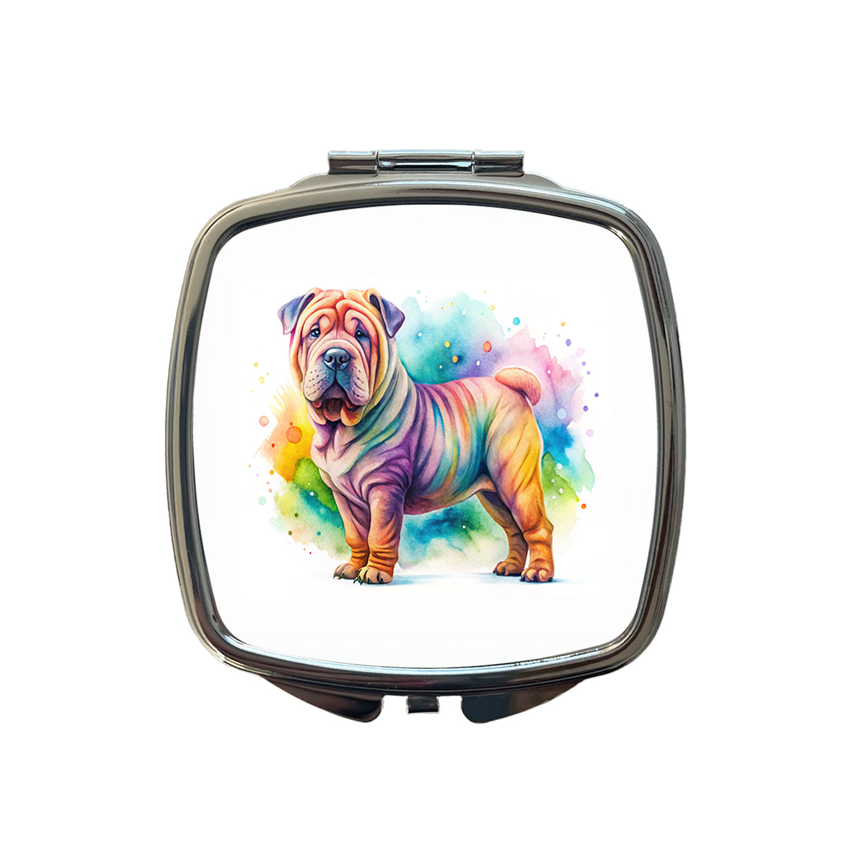 Shar Pei Dog Watercolor Style Small Travel Purse Handbag Pocket Makeup Compact Mirror