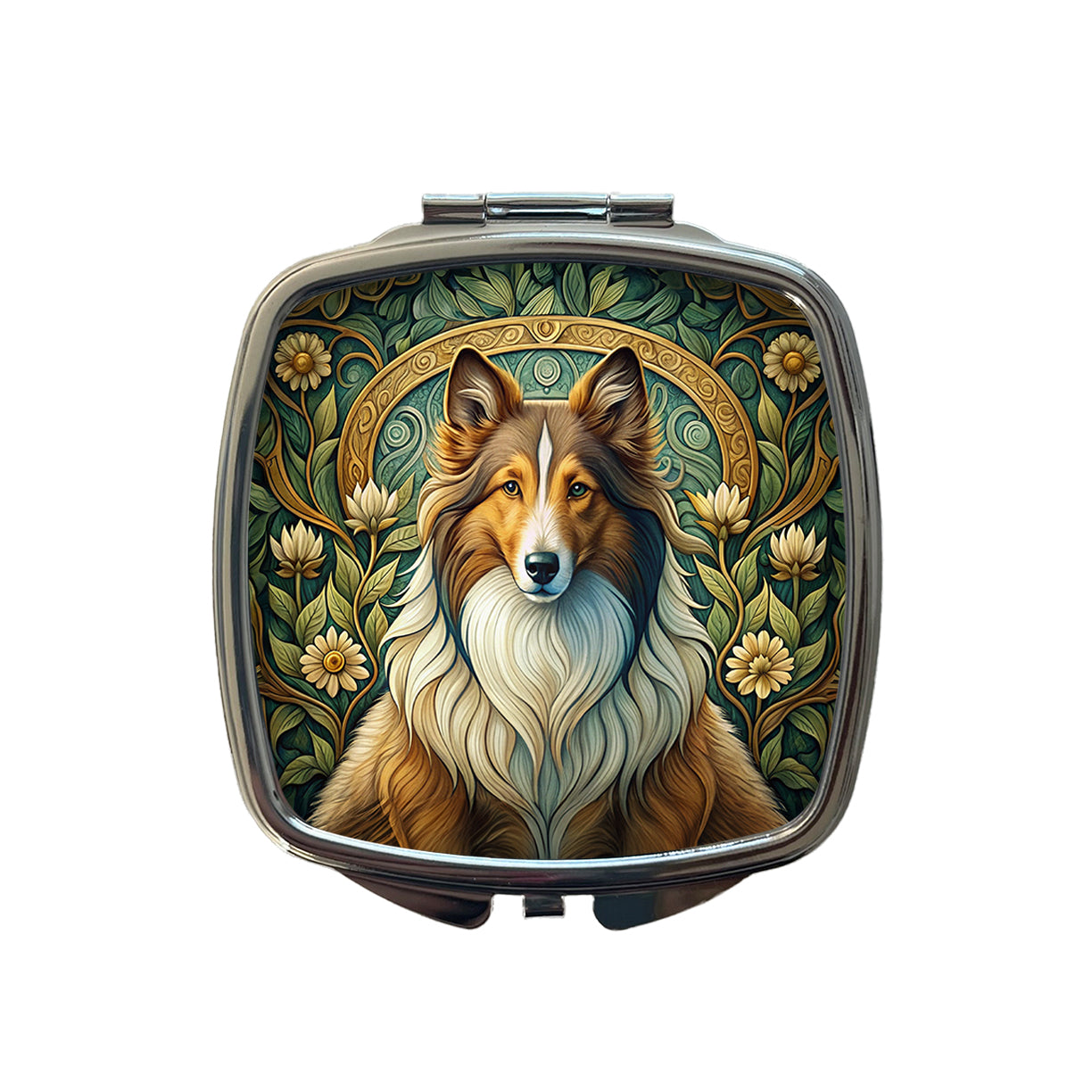 Shetland Sheepdog Sheltie Dog Art Nouveau Small Travel Purse Handbag Pocket Makeup Compact Mirror