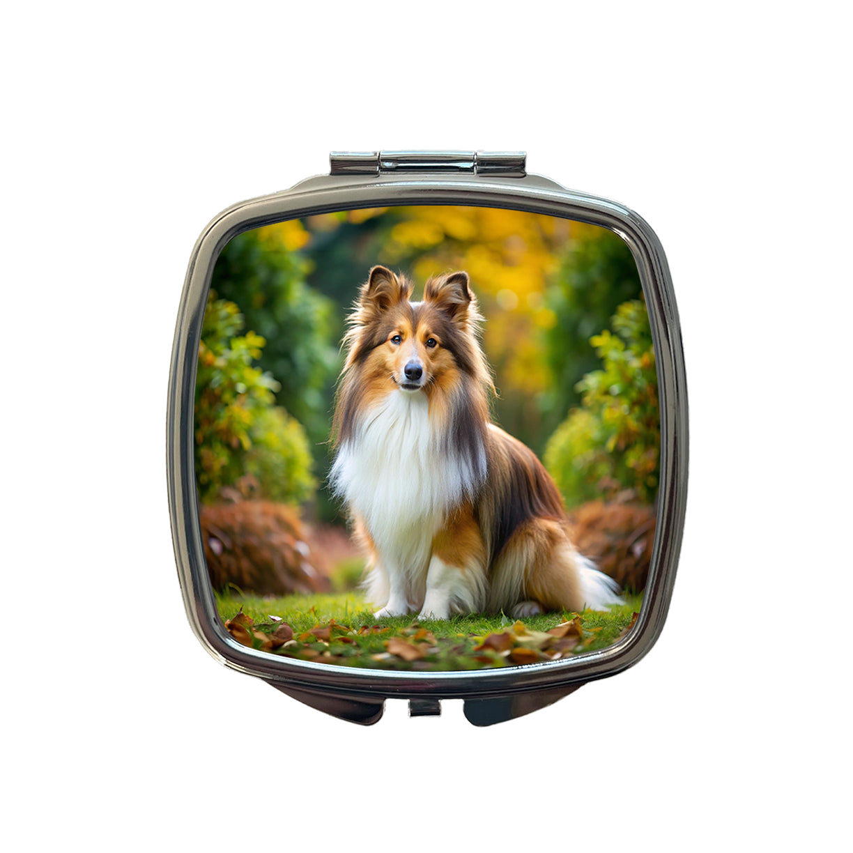 Shetland Sheepdog Sheltie Dog Photo Small Travel Purse Handbag Pocket Makeup Compact Mirror