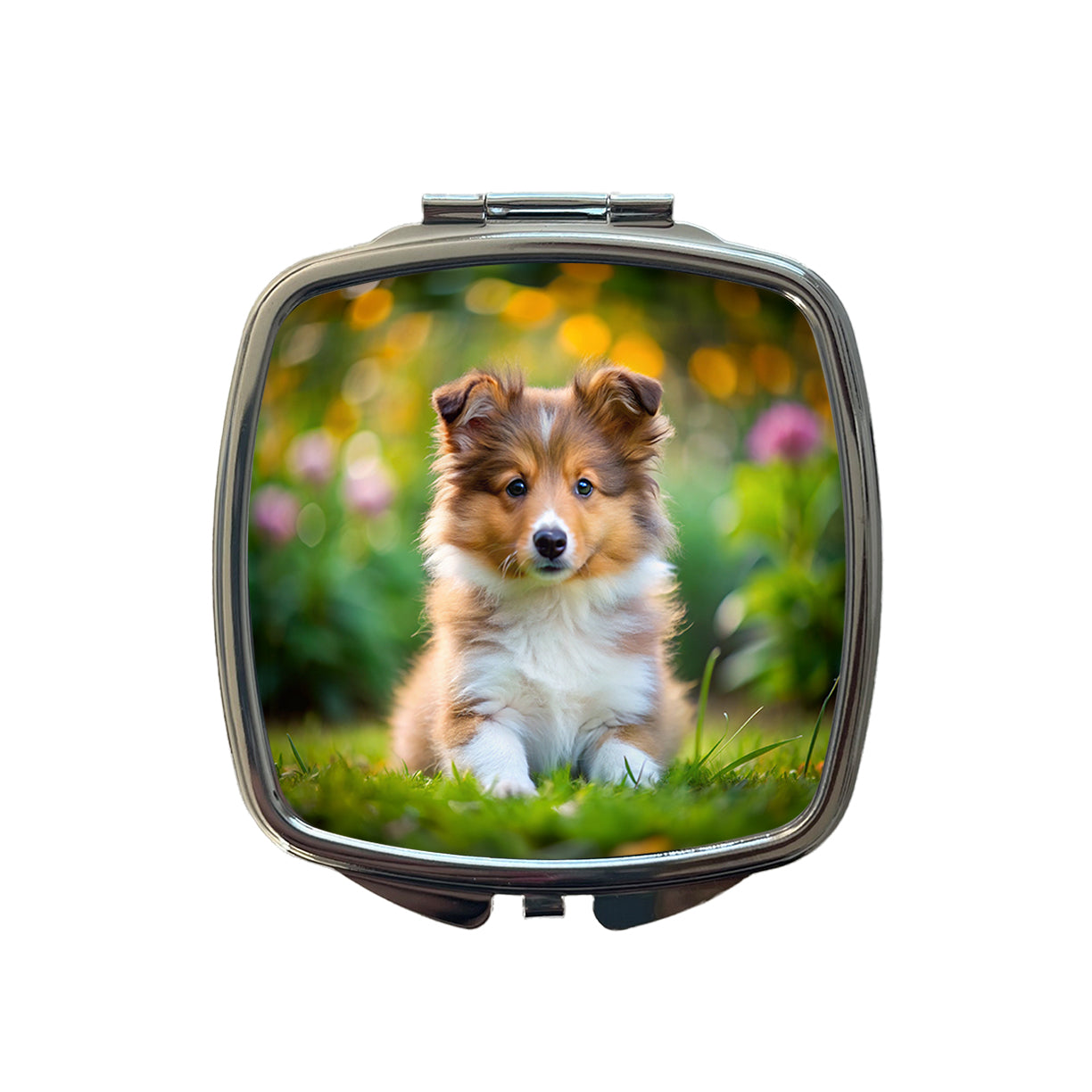 Shetland Sheepdog Sheltie Dog Puppy Photo Small Travel Purse Handbag Pocket Makeup Compact Mirror