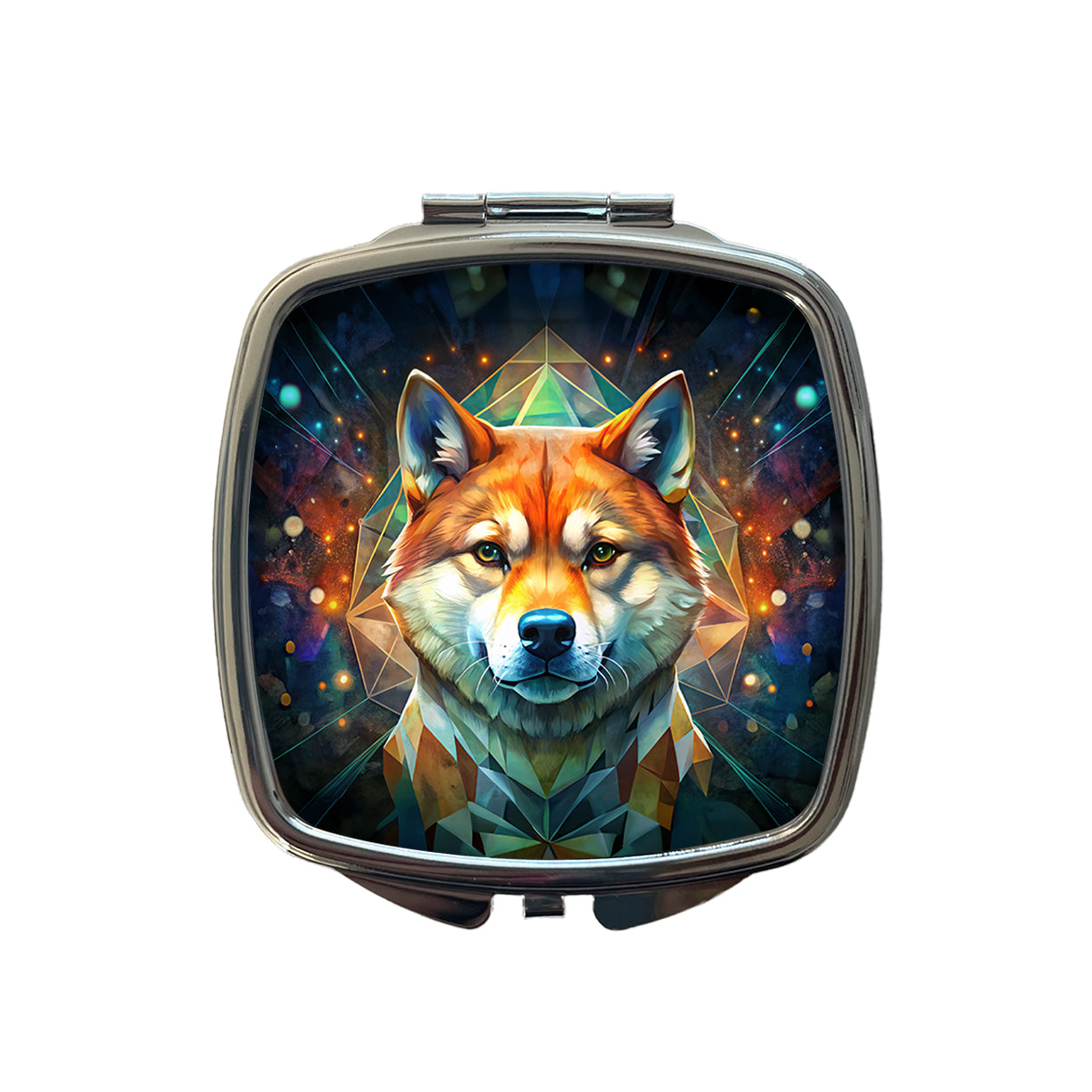Shiba Inu Dog Abstract Art Small Travel Purse Handbag Pocket Makeup Compact Mirror