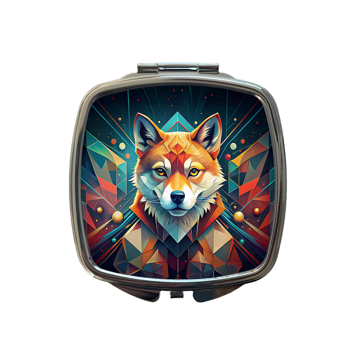 Shiba Inu Dog Abstract Stylized Art Small Travel Purse Handbag Pocket Makeup Compact Mirror