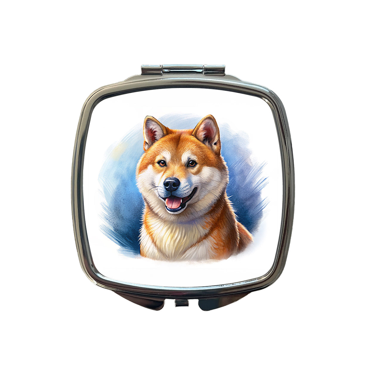 Shiba Inu Dog Illustration Small Travel Purse Handbag Pocket Makeup Compact Mirror