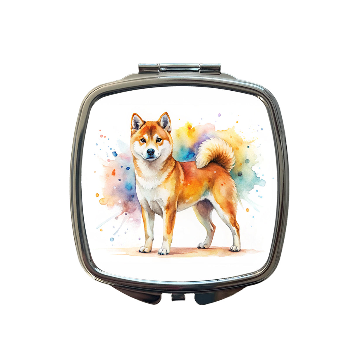 Shiba Inu Dog Watercolor Style Small Travel Purse Handbag Pocket Makeup Compact Mirror