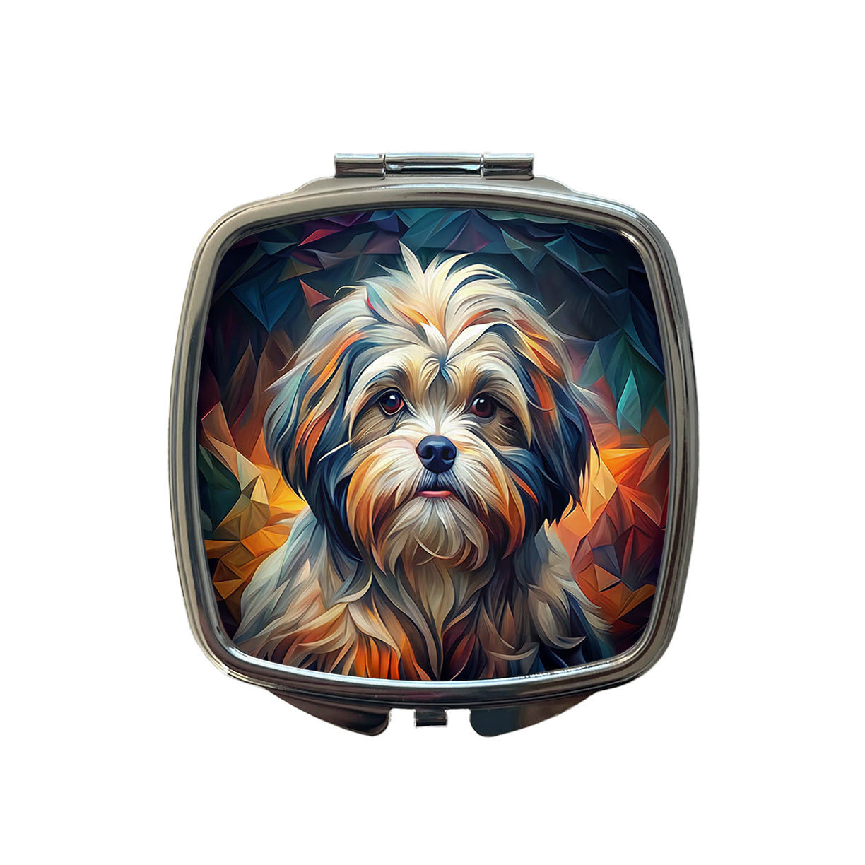 Shih Tzu Dog Abstract Art Small Travel Purse Handbag Pocket Makeup Compact Mirror