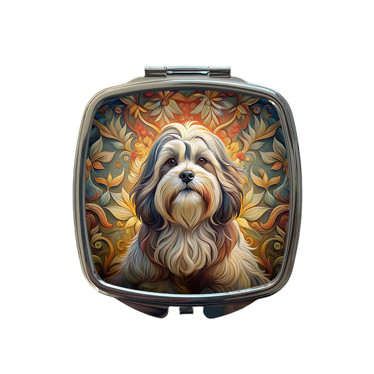 Shih Tzu Dog Art Nouveau Small Travel Purse Handbag Pocket Makeup Compact Mirror