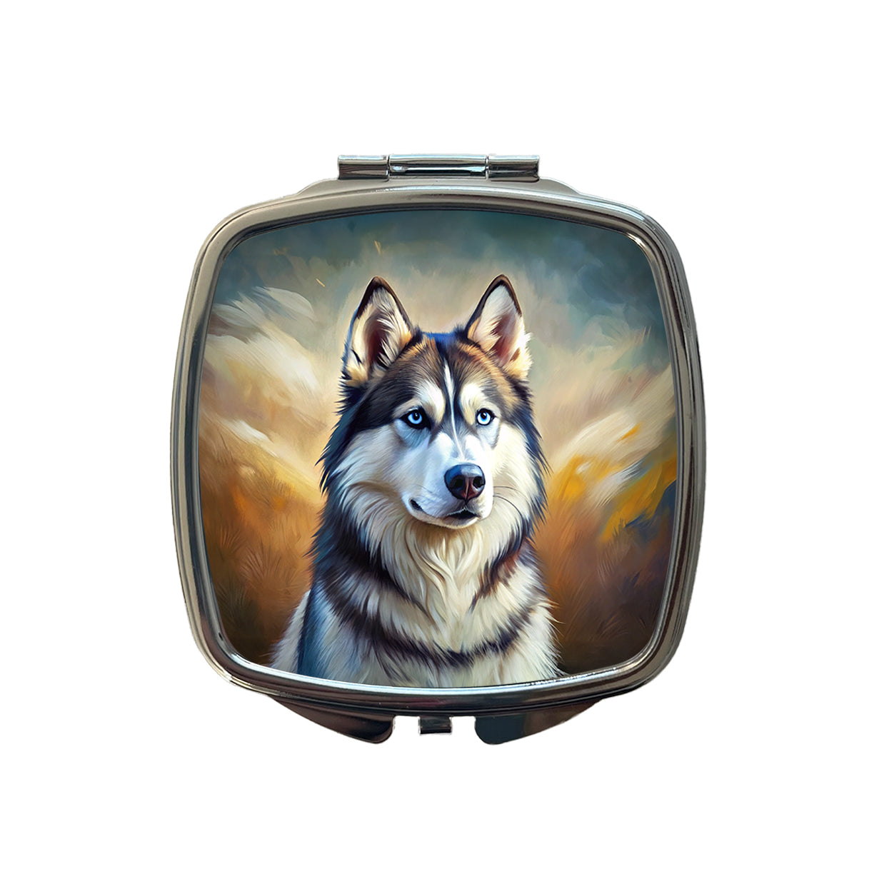 Siberian Husky Dog Expressionism Art Small Travel Purse Handbag Pocket Makeup Compact Mirror