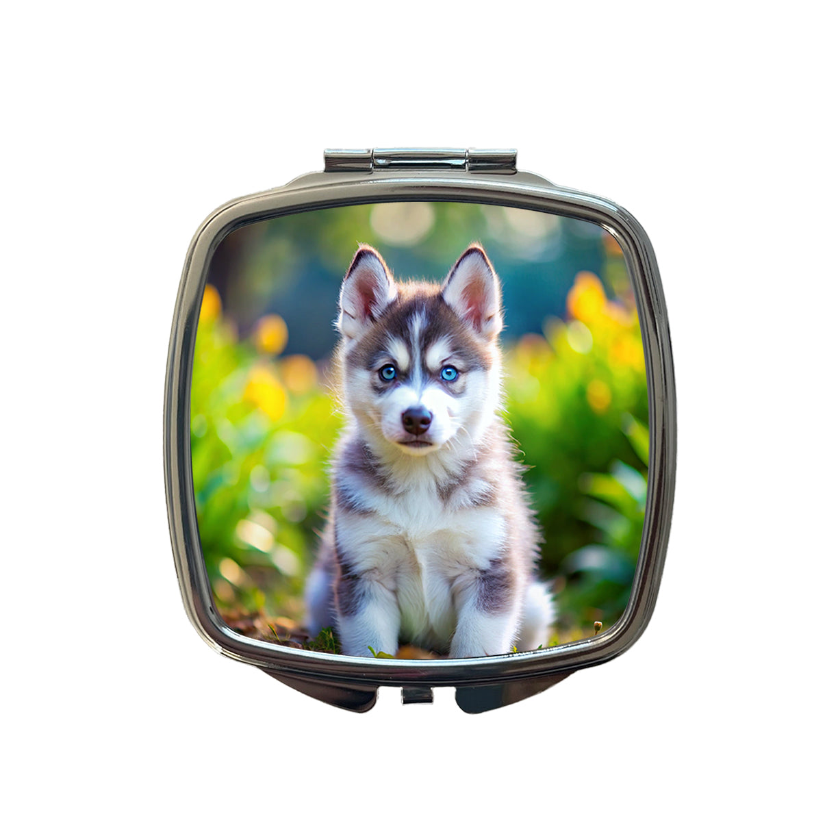 Siberian Husky Dog Puppy Photo Small Travel Purse Handbag Pocket Makeup Compact Mirror
