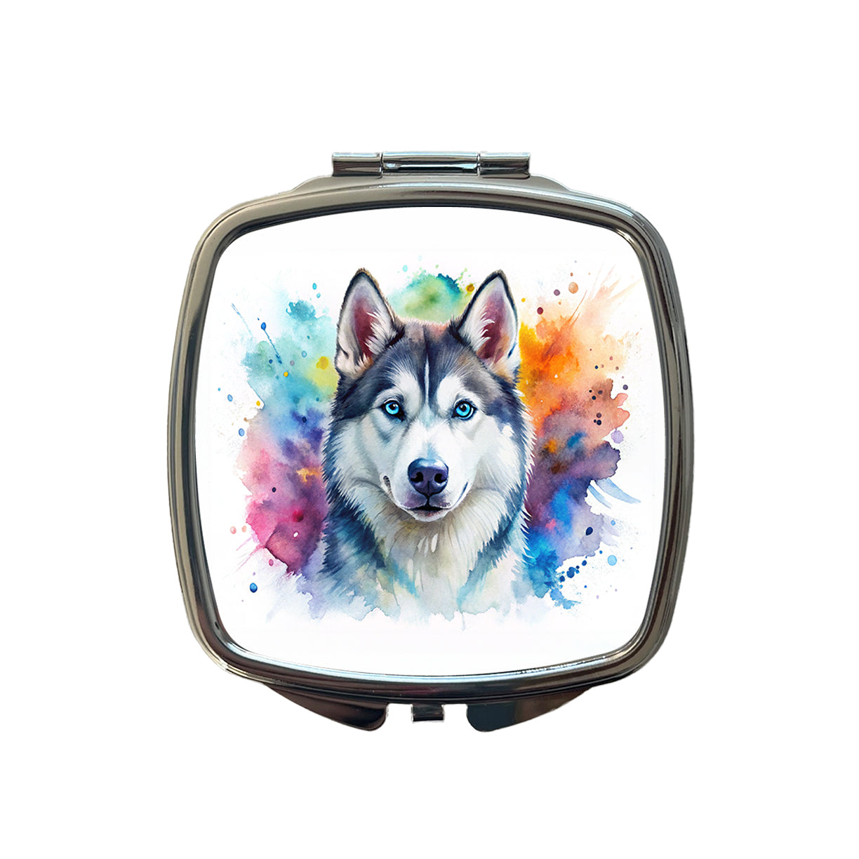 Siberian Husky Dog Watercolor Style Small Travel Purse Handbag Pocket Makeup Compact Mirror
