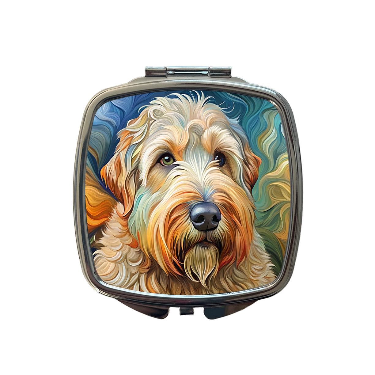Soft Coated Wheaten Terrier Dog Abstract Art Small Travel Purse Handbag Pocket Makeup Compact Mirror