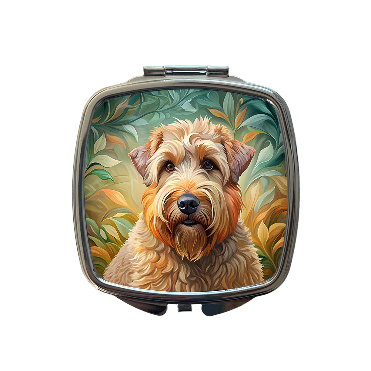 Soft Coated Wheaten Terrier Dog Art Nouveau Small Travel Purse Handbag Pocket Makeup Compact Mirror