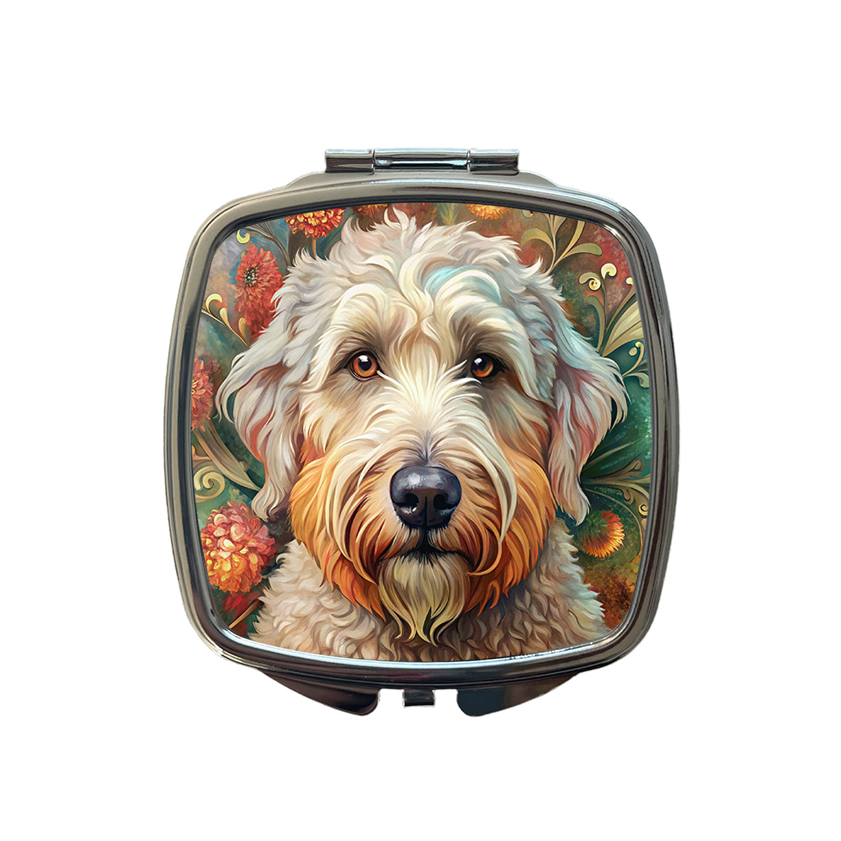 Soft Coated Wheaten Terrier Dog Bohemian Art Small Travel Purse Handbag Pocket Makeup Compact Mirror