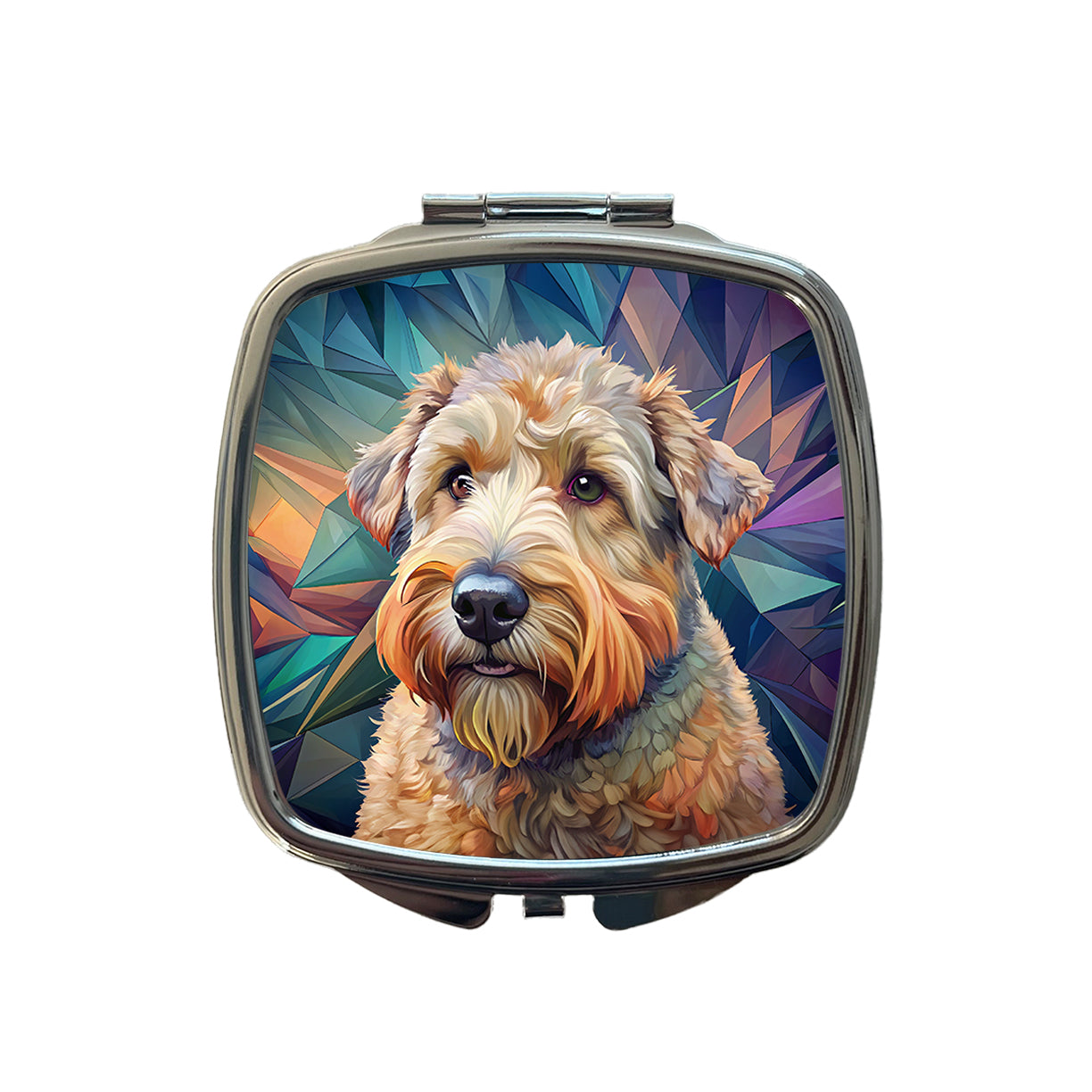 Soft Coated Wheaten Terrier Dog Contemporary Art Small Travel Purse Handbag Pocket Makeup Compact Mirror