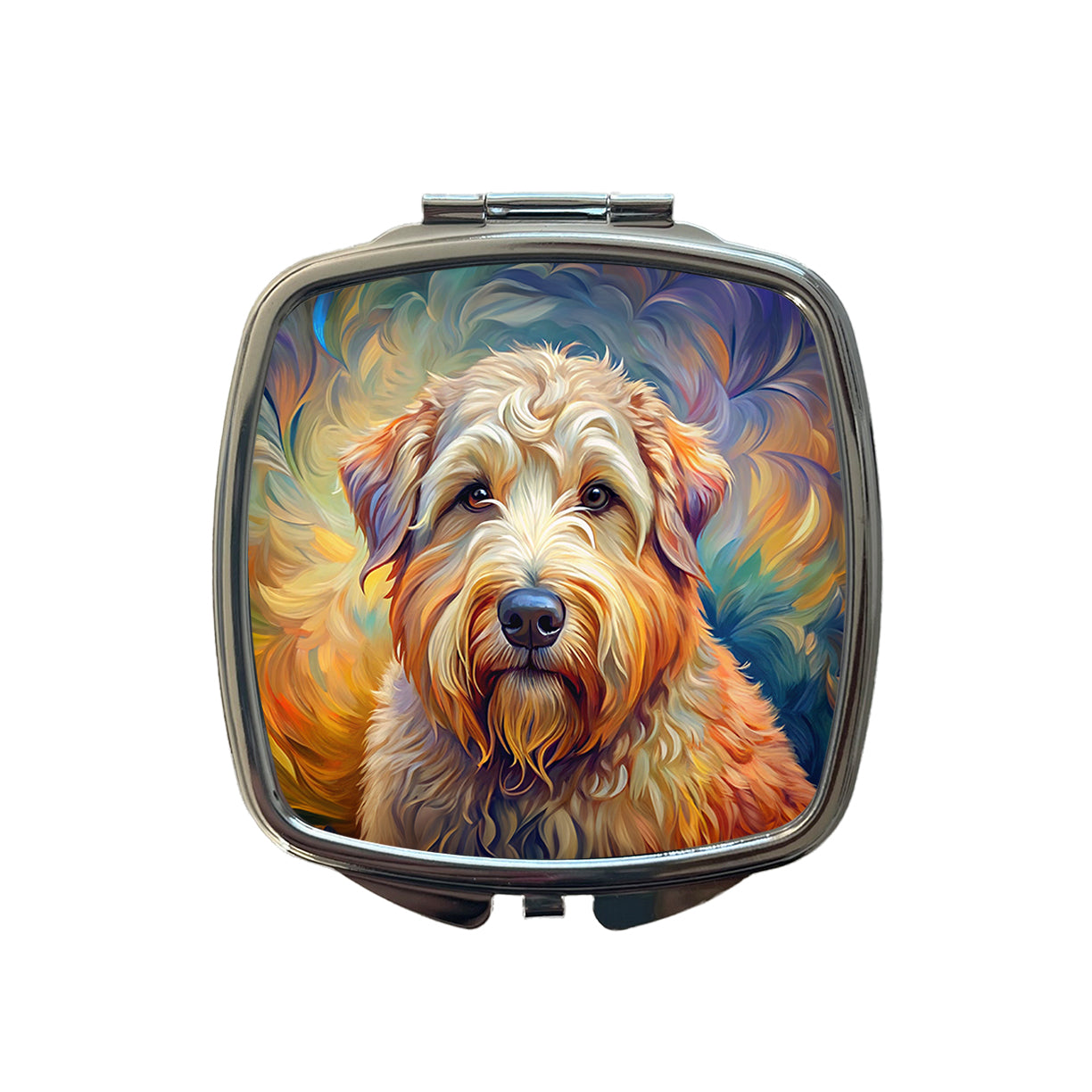 Soft Coated Wheaten Terrier Dog Expressionism Art Small Travel Purse Handbag Pocket Makeup Compact Mirror