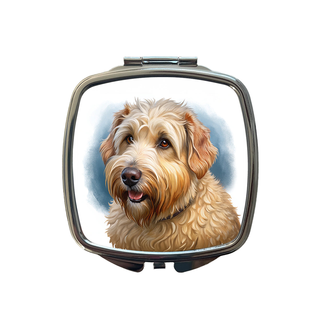 Soft Coated Wheaten Terrier Dog Illustration Small Travel Purse Handbag Pocket Makeup Compact Mirror