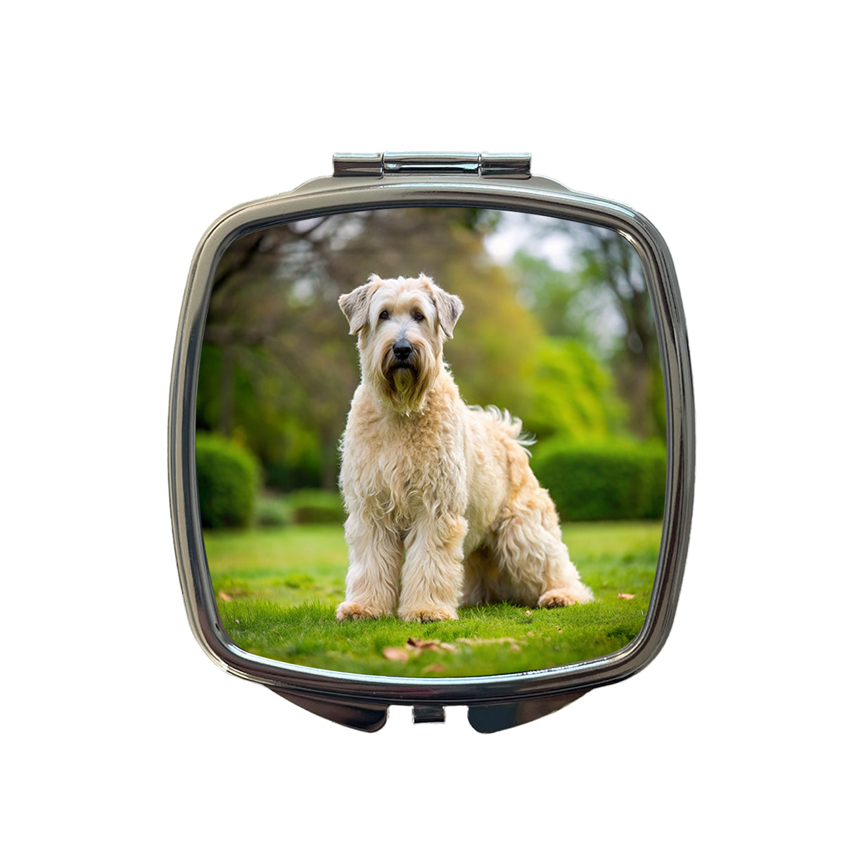 Soft Coated Wheaten Terrier Dog Photo Small Travel Purse Handbag Pocket Makeup Compact Mirror