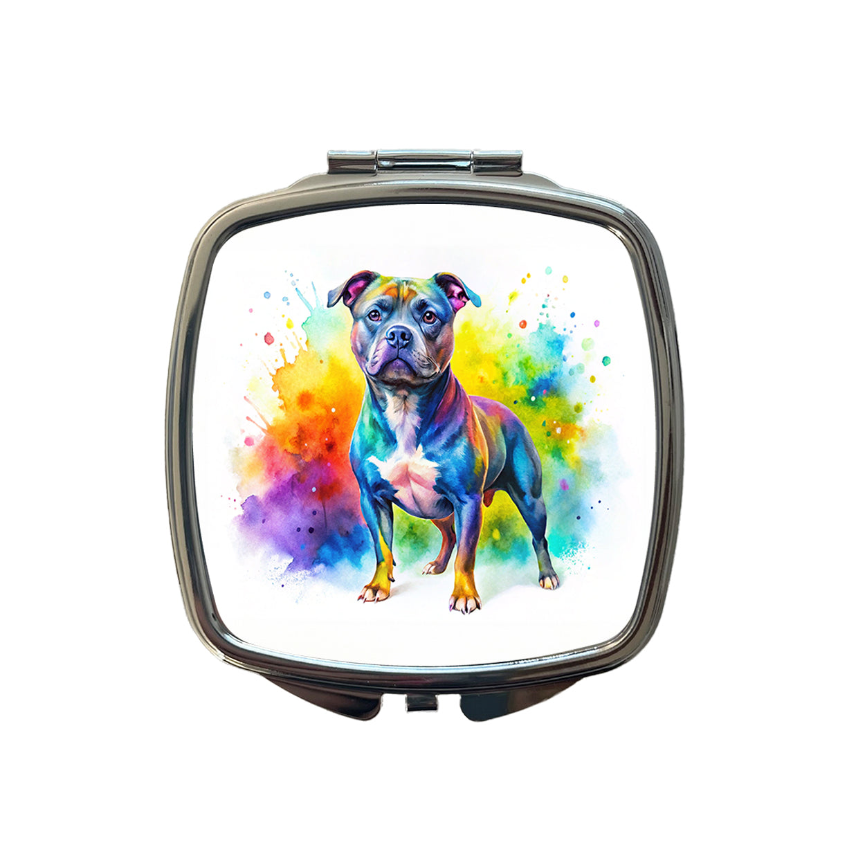 Staffordshire Bull Terrier Staffy Dog Watercolor Style Small Travel Purse Handbag Pocket Makeup Compact Mirror