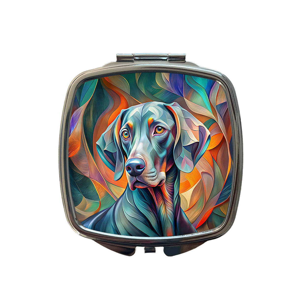 Weimaraner Dog Abstract Stylized Art Small Travel Purse Handbag Pocket Makeup Compact Mirror