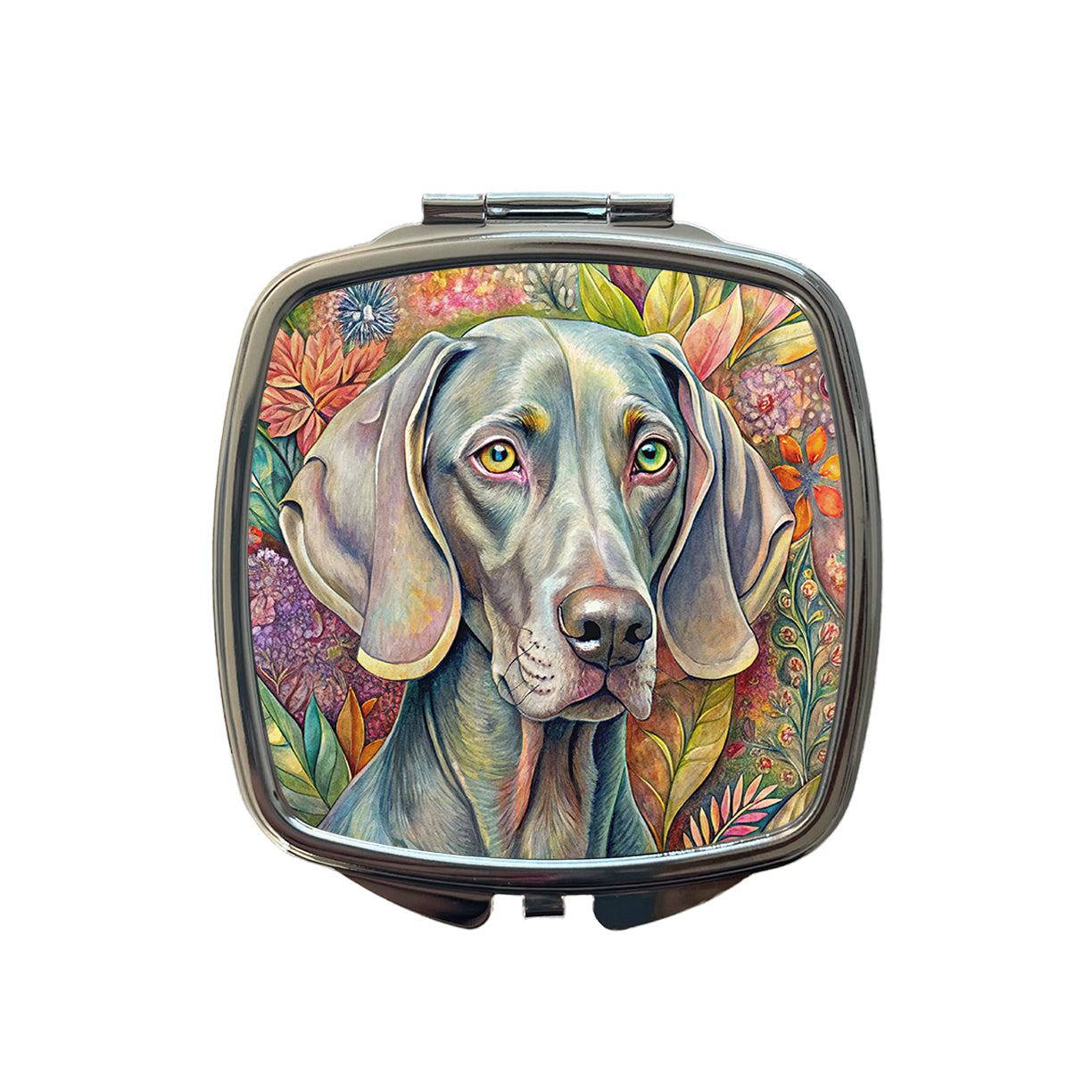 Weimaraner Dog French Bohemian Art Small Travel Purse Handbag Pocket Makeup Compact Mirror