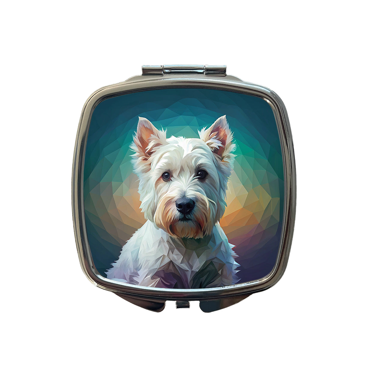 West Highland White Terrier Westie Abstract Stylized Art Small Travel Purse Handbag Pocket Makeup Compact Mirror