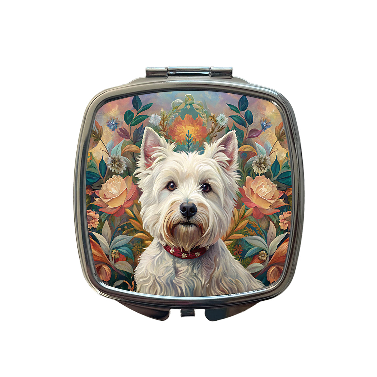 West Highland White Terrier Westie Dog French Bohemian Art Small Travel Purse Handbag Pocket Makeup Compact Mirror