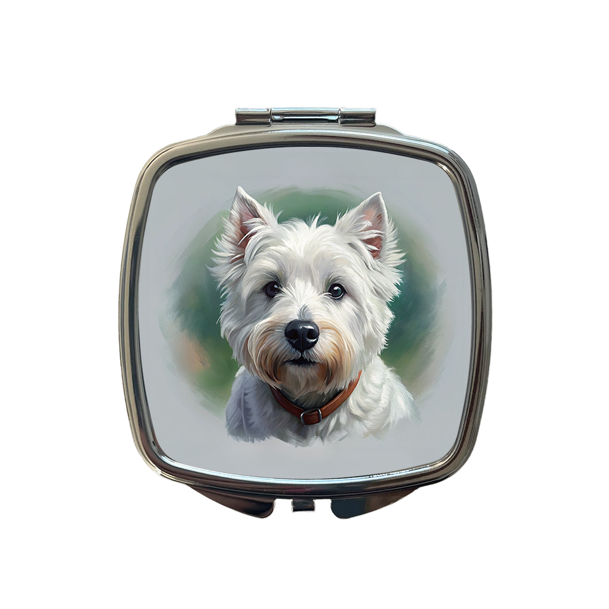 West Highland White Terrier Westie Dog Illustration Small Travel Purse Handbag Pocket Makeup Compact Mirror