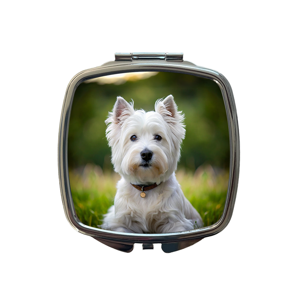 West Highland White Terrier Westie Dog Photo Small Travel Purse Handbag Pocket Makeup Compact Mirror