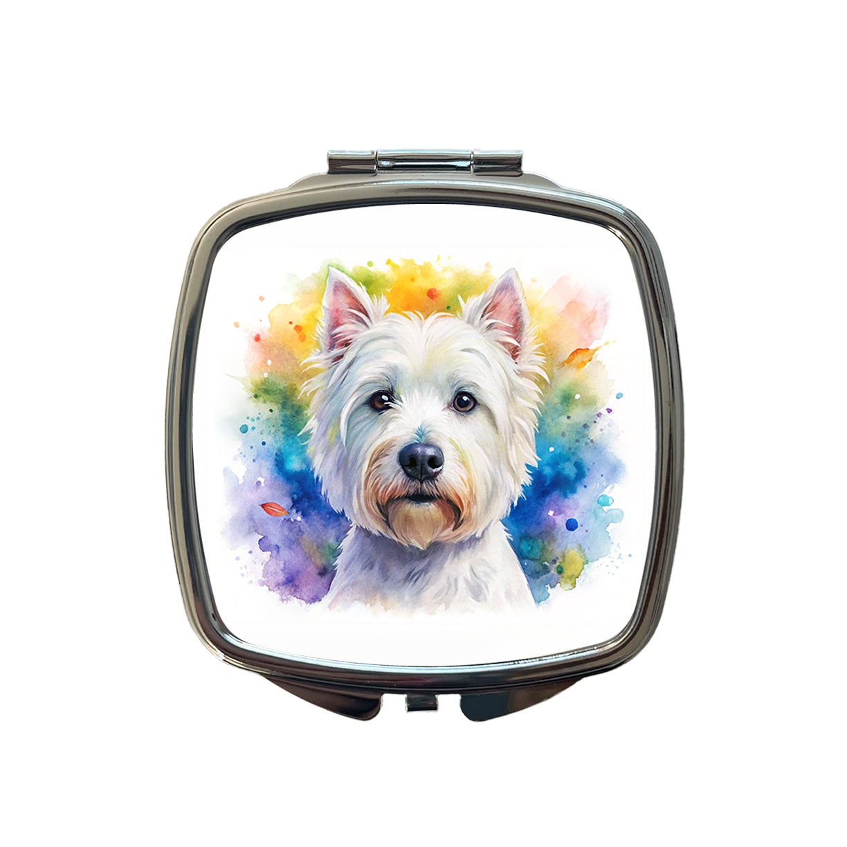 West Highland White Terrier Westie Dog Watercolor Style Small Travel Purse Handbag Pocket Makeup Compact Mirror