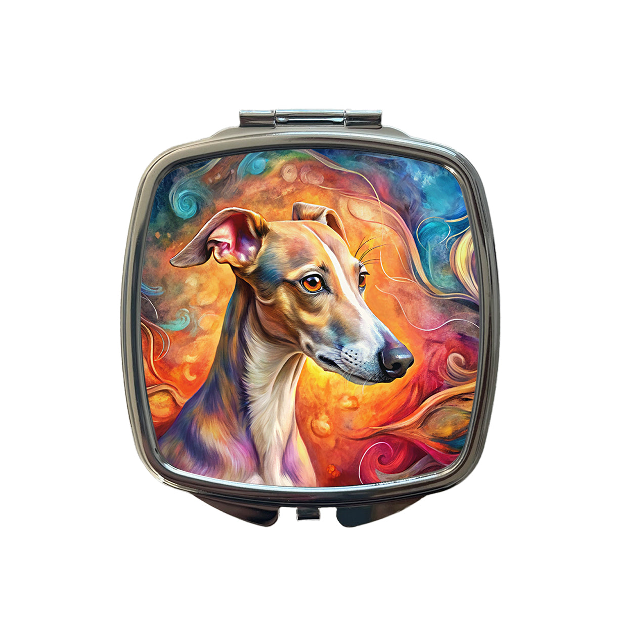 Whippet Dog Abstract Art Small Travel Purse Handbag Pocket Makeup Compact Mirror