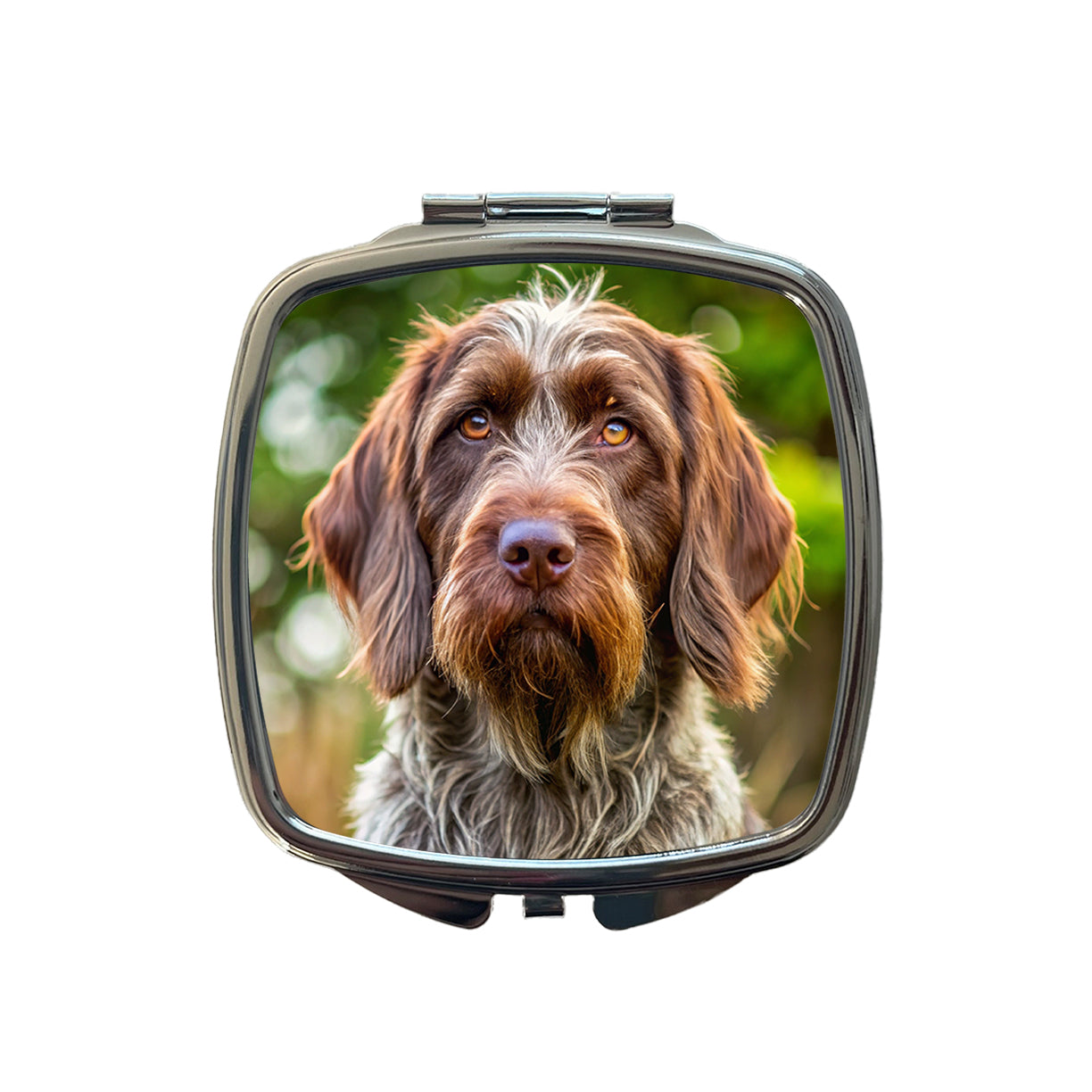 Wirehaired Pointing Griffon Dog Photo Small Travel Purse Handbag Pocket Makeup Compact Mirror