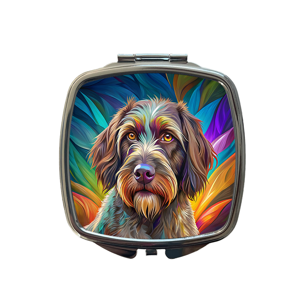 Wirehaired Pointing Griffon Dog Pop Art Small Travel Purse Handbag Pocket Makeup Compact Mirror