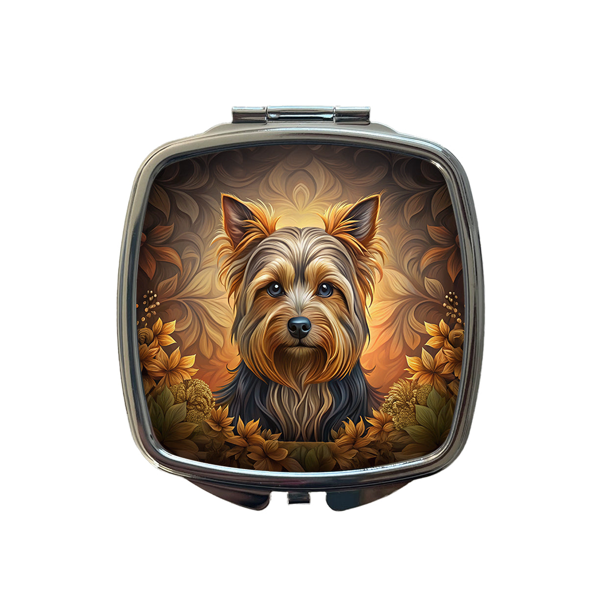 Yorkshire Terrier Yorkie Dog Art Nouveau Small Travel Purse Handbag Pocket Makeup Compact Mirror