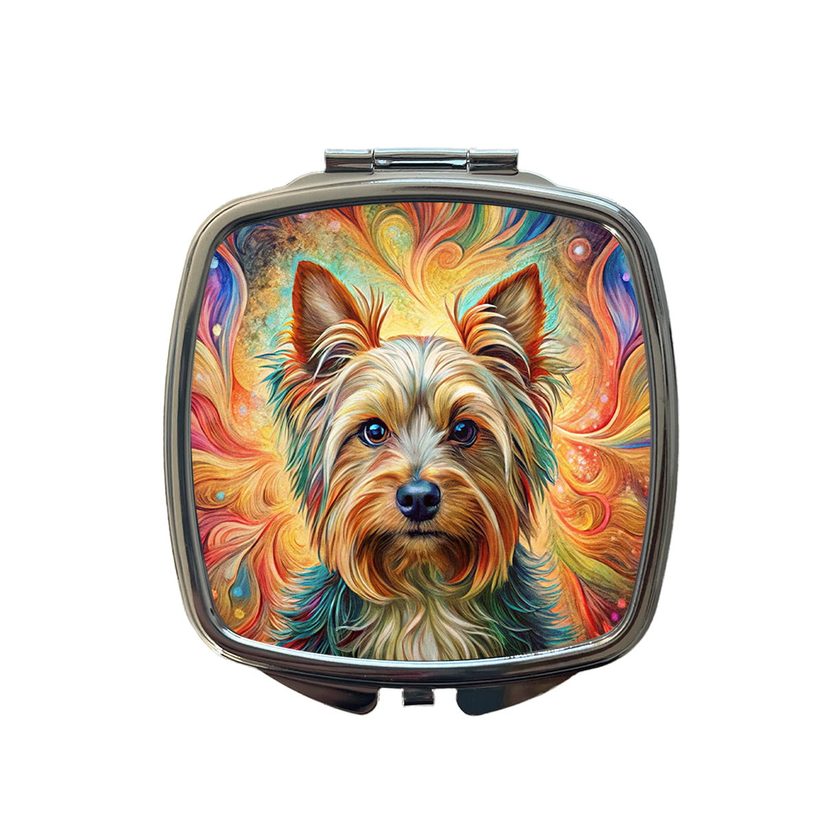 Yorkshire Terrier Yorkie Dog Bohemian Art Small Travel Purse Handbag Pocket Makeup Compact Mirror