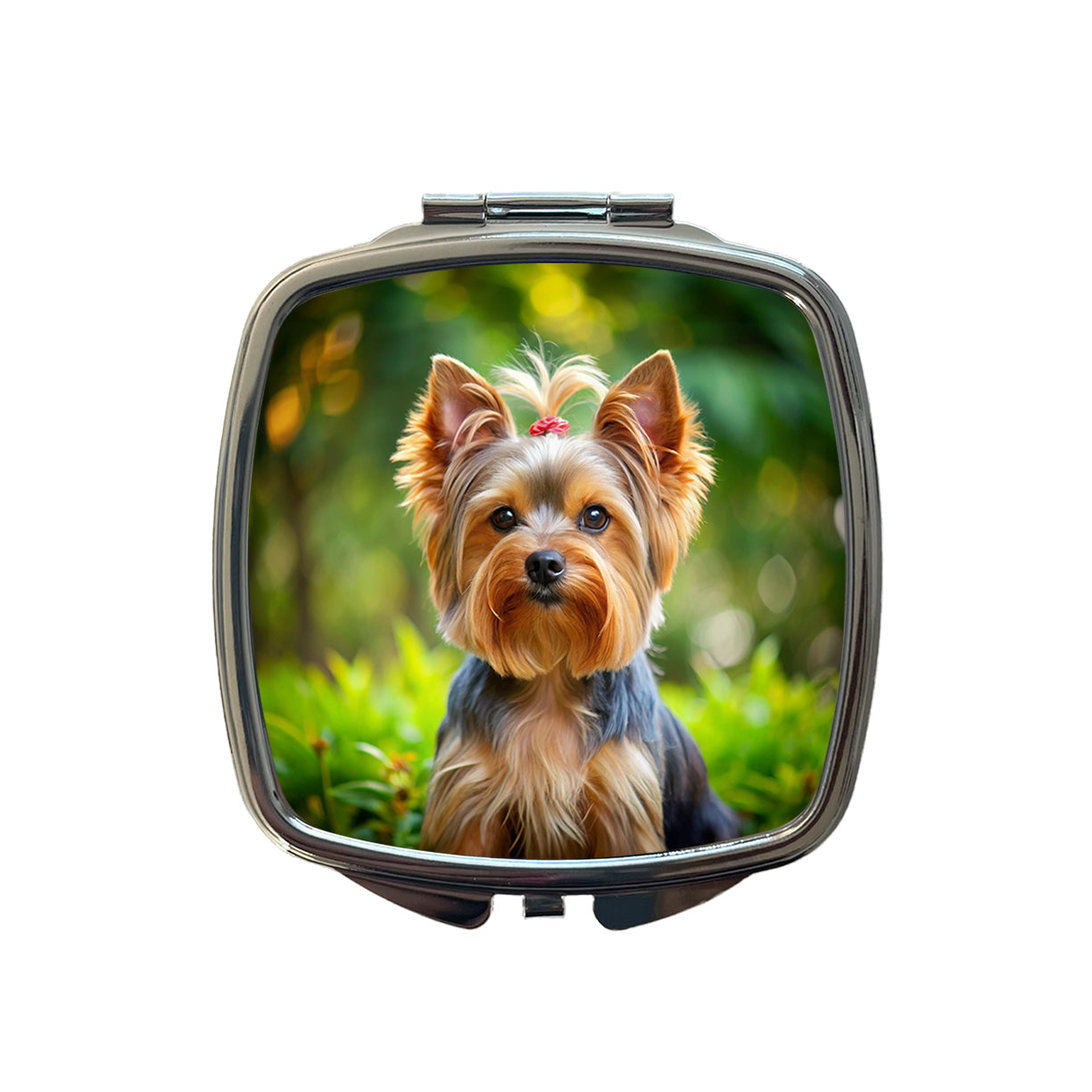 Yorkshire Terrier Yorkie Dog Photo Small Travel Purse Handbag Pocket Makeup Compact Mirror