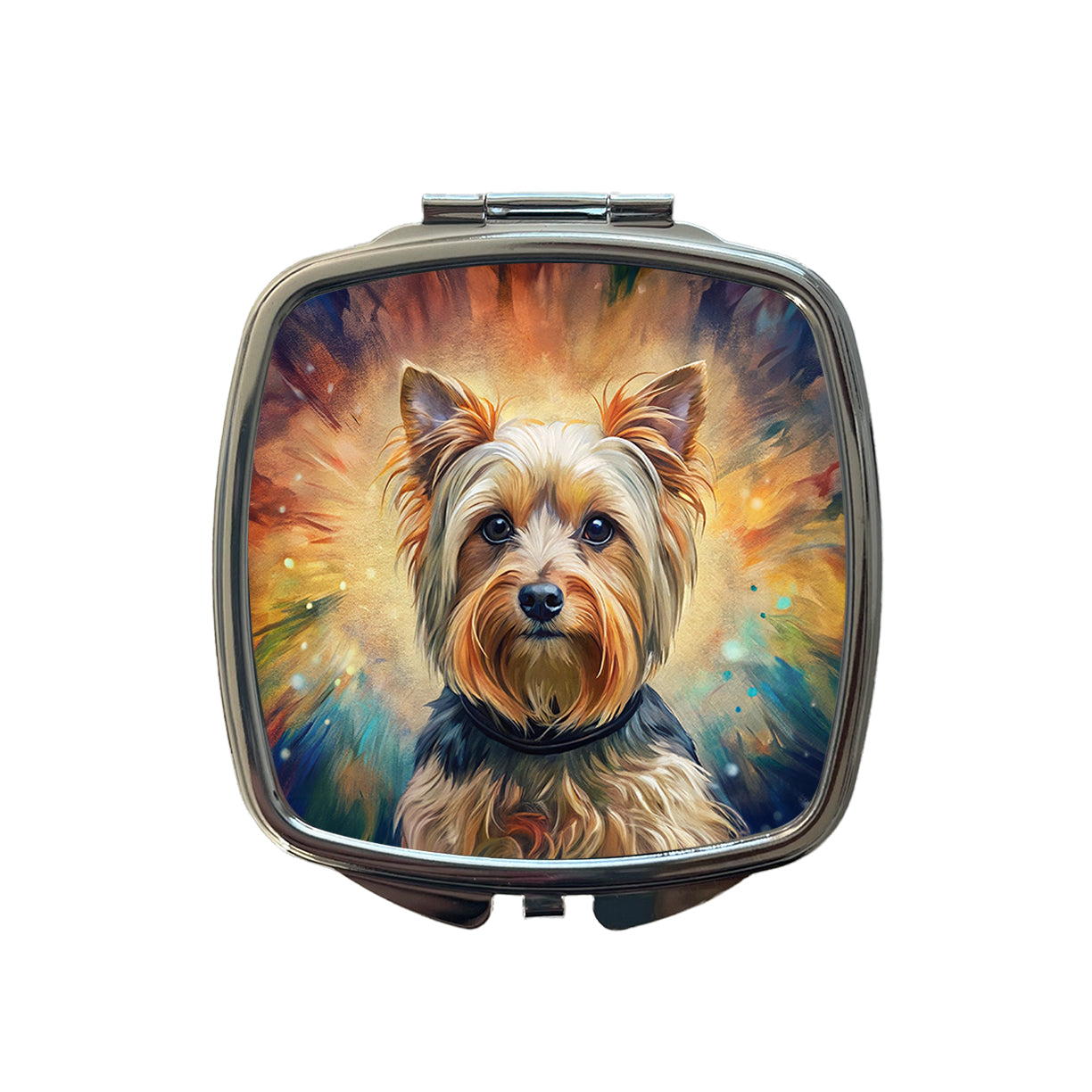 Yorkshire Terrier Yorkie French Bohemian Art Small Travel Purse Handbag Pocket Makeup Compact Mirror